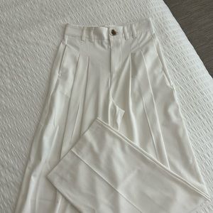 White Wide leg Pants -Bershka